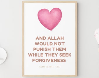 Forgiveness of Allah Quran Quote Poster | Printable Islamic Poster | Nursery Decor | Montessori Materials