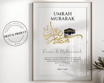 Gepersonaliseerde Umrah Mubarak-print | Umrah geschenk | Digitale afdruk | Islamitische poster | Eid-decoratie