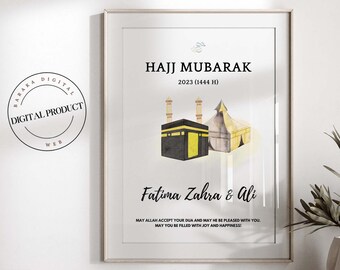 Póster islámico personalizado con impresión de Hajj Mubarak, regalo de Hajj Mubarak, impresión de regalo, decoración digital de Eid