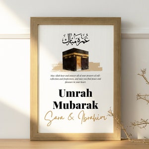 Personalized Umrah Mubarak Print Umrah Gift Digital Print Islamic Poster Eid Decoration imagem 3