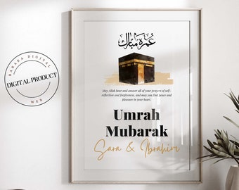 Personalisierte Umrah Mubarak Druck | Umrah Geschenk | Digitaldruck | Islamisches Poster | Eid Deko