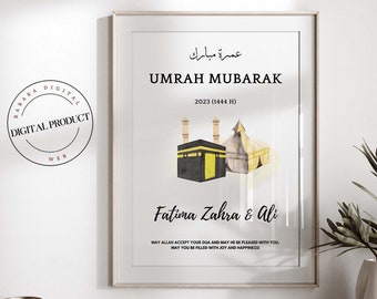 Personalized Umrah Mubarak Print | Islamic Gift, Eid Decor (Digital Print)