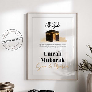 Impresión personalizada de Umrah Mubarak / Regalo de Umrah / Impresión digital / Cartel islámico / Decoración Eid imagen 1