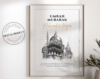 Personalized Umrah Mubarak Print | Umrah Gift | Digital Print | Islamic Poster | Eid Decoration