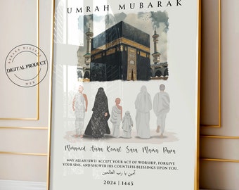 Personalisierte Umrah Mubarak Druck | Umrah Geschenk | Digitaldruck | Islamisches Poster | Eid Deko