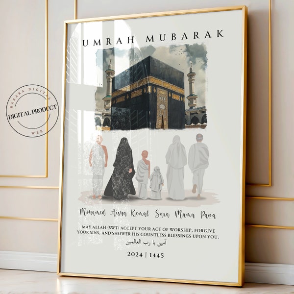 Impresión personalizada de Umrah Mubarak / Regalo de Umrah / Impresión digital / Cartel islámico / Decoración Eid