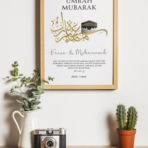 Personalized Umrah Mubarak Print Umrah Gift Digital Print Islamic Poster Eid Decoration image 9