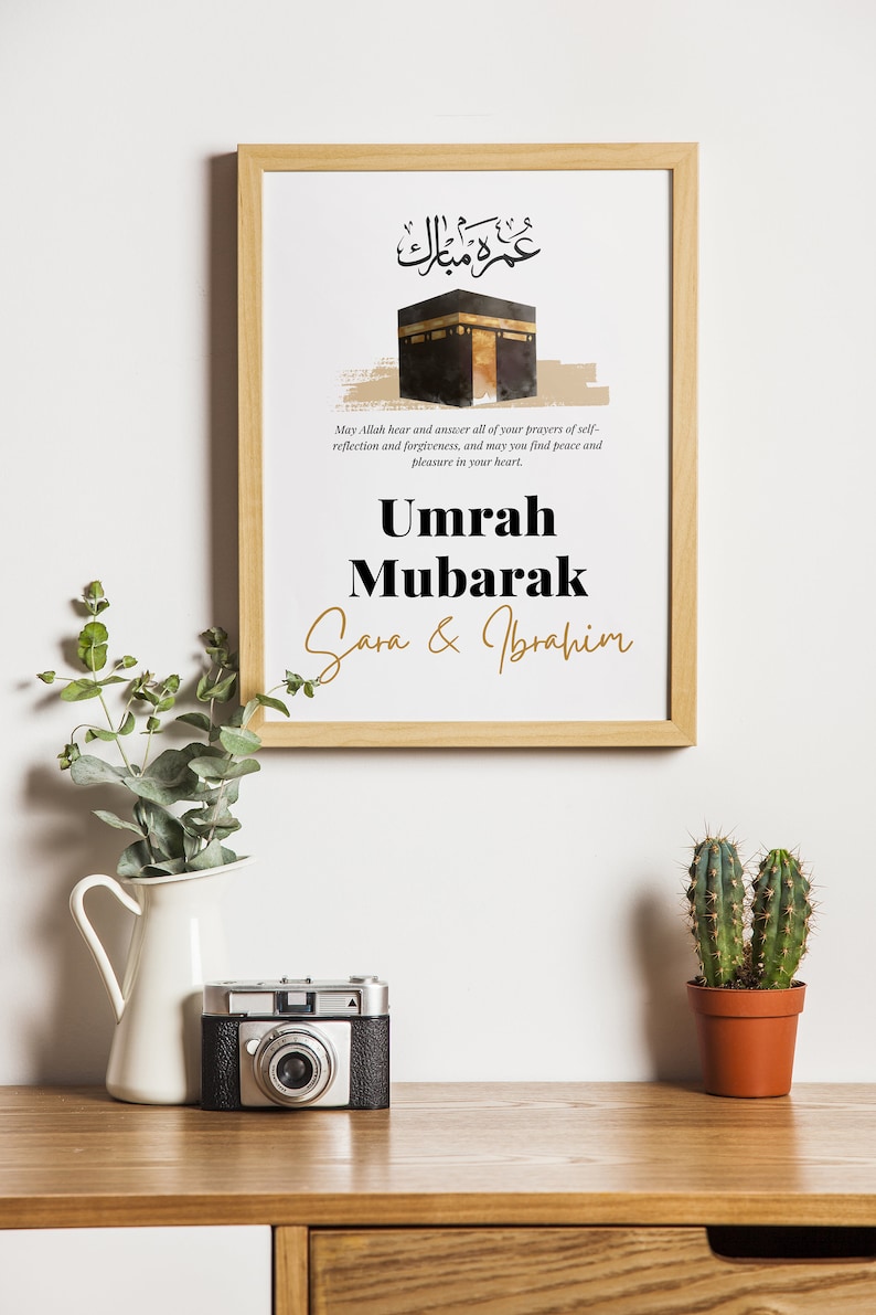 Personalized Umrah Mubarak Print Umrah Gift Digital Print Islamic Poster Eid Decoration imagem 5