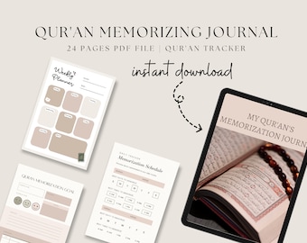 Quran Memorization Journal: 24-Page Tracker, Ramadan Planner (Digital Download)