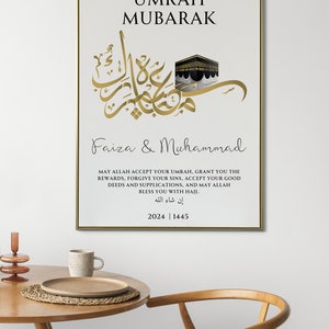 Personalized Umrah Mubarak Print Umrah Gift Digital Print Islamic Poster Eid Decoration image 8