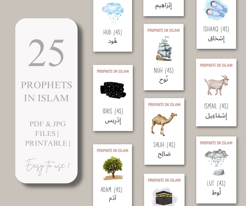 Prophets in Islam Printable Flashcards | Islamic Homeschool | Digital ...