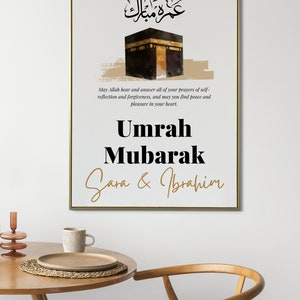 Personalized Umrah Mubarak Print Umrah Gift Digital Print Islamic Poster Eid Decoration imagem 8