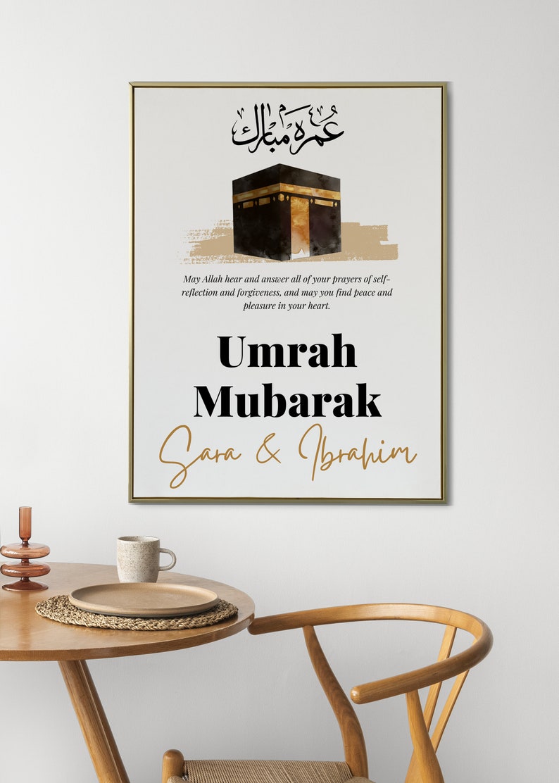 Personalized Umrah Mubarak Print Umrah Gift Digital Print Islamic Poster Eid Decoration image 8