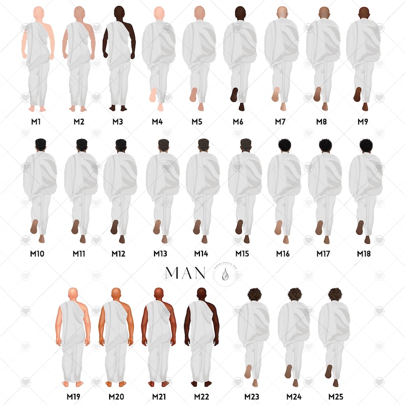 K&ouml;nnte beinhalten: Eine digitale Illustration von 25 M&auml;nnern in wei&szlig;en Roben, die in einer Reihe gehen. Die M&auml;nner sind nach vorne gerichtet, und ihre R&uuml;cken sind zum Betrachter gewandt. Die M&auml;nner sind von 1 bis 25 nummeriert.