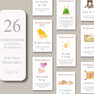 26 Companheiros do Profeta Muhammad Flashcards | Pré-escola islâmica | Impressão digital | Móveis Montessorianos