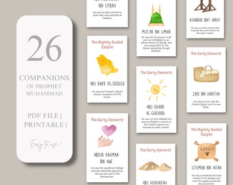 26 Companions of Prophet Muhammad Flashcards | Islamic Pre School | Digital Print | Montessori Furniture