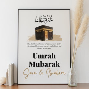 Personalized Umrah Mubarak Print Umrah Gift Digital Print Islamic Poster Eid Decoration imagem 6