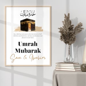 Personalized Umrah Mubarak Print Umrah Gift Digital Print Islamic Poster Eid Decoration image 2