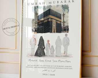 Personalized Umrah Mubarak Gift | Custom Islamic Wall Art | Hajj Digital Download Poster