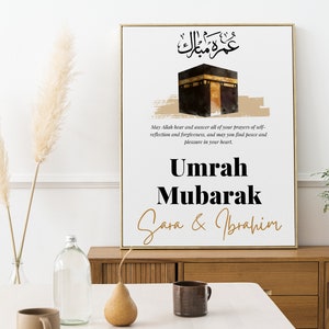 Personalized Umrah Mubarak Print Umrah Gift Digital Print Islamic Poster Eid Decoration image 7