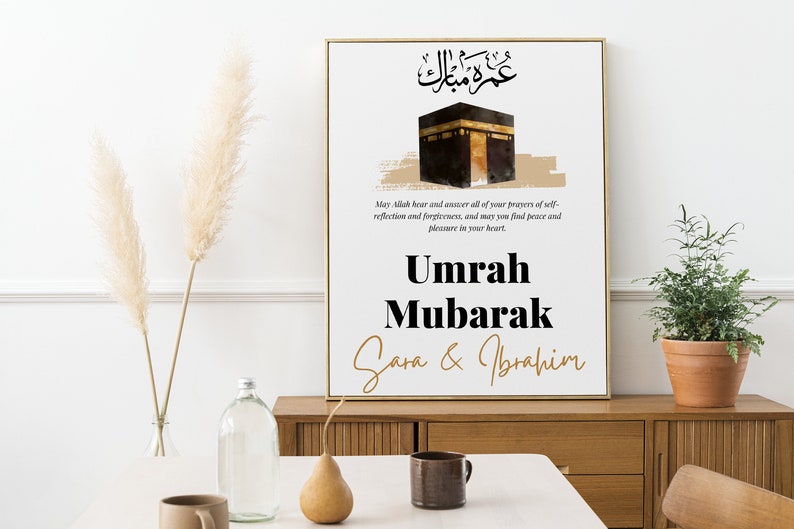 Personalized Umrah Mubarak Print Umrah Gift Digital Print Islamic Poster Eid Decoration image 7