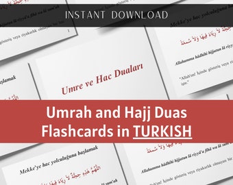 Turkish Umrah & Hajj Duas Cards: Personalized Pilgrimage Gift (Digital Print)