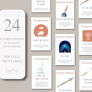 24 Companions of Prophet Muhammad Flashcards | Islamic Pre School | Digital Print | Montessori Furniture
