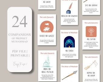 24 Companions of Prophet Muhammad Flashcards | Islamic Pre School | Digital Print | Montessori Furniture