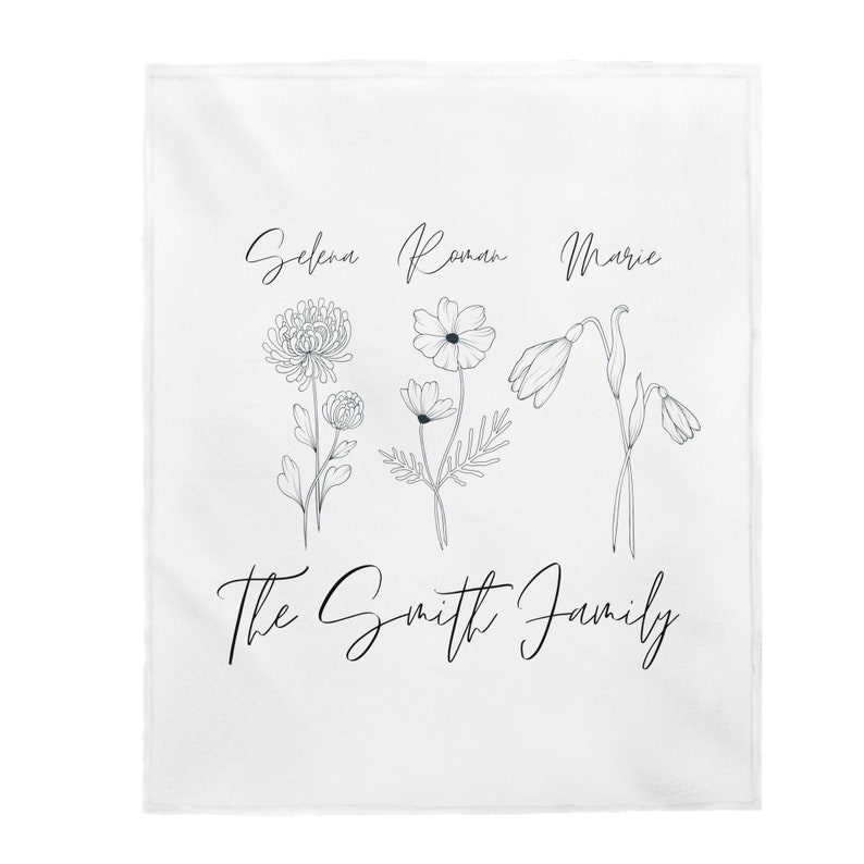 Custom Name Birth Flower Blanket Customizable Blanket Etsy