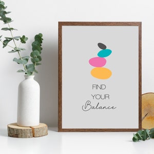 Trova la tua Balance Wall Art, Stone Balancing Art, Inspirational Digital Print for Office