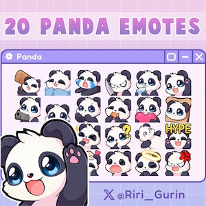 SUPER SET Cute Panda Bear Chibi emotes for Twitch/Discord/Youtube | Kawaii | emote pack gaming streaming