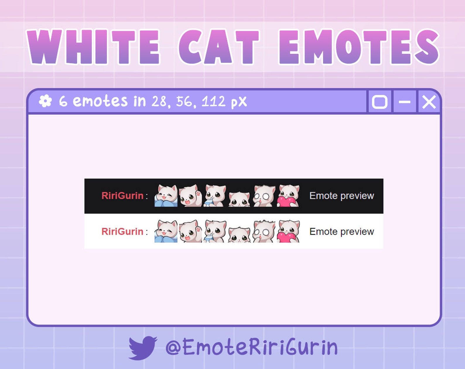 Computer Emote White White Cat Emote Set for Twitch/discord Custom Gaming Streaming Discord ...