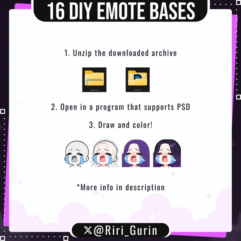 Chibi Emote Bases Pack PSD X16 Pt.2 | DIY Twitch, Youtube, Discord - Etsy