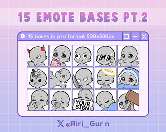 Lot/ensemble de 15 emotes PSD Chibi DIY - Emotes Twitch / Youtube / Discord