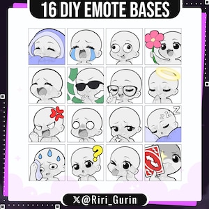 16 Chibi Emote Basis PSD | Emote Basispaket | DIY Twitch & Discord Emotes | P2U | Vol. 2