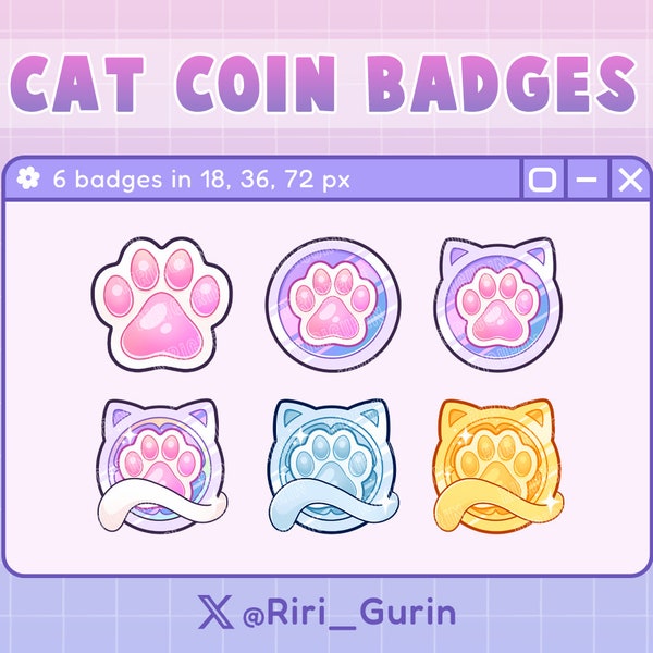 Cat coin Sub badges set for Twitch/Discord/Youtube Bit Badge | Twitch Sub Badges | Stream | Discord Roles