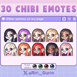 SUPER SET Cute Girl Chibi emotes medium skin/gold blonde hair for Twitch/Discord/Youtube Kawaii emote pack streaming image 6