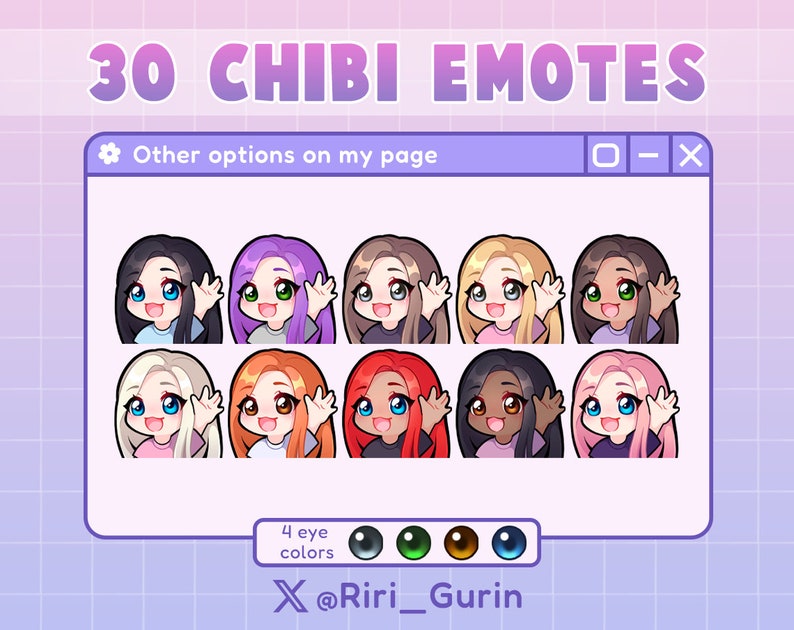 SUPER SET Cute Girl Chibi emotes medium skin/gold blonde hair for Twitch/Discord/Youtube Kawaii emote pack streaming image 6
