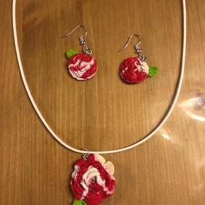 Jewelry Set Rose Earrings Necklace