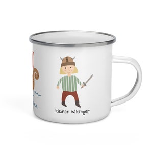 Emailletasse / kleiner Wikinger / Kinder / Skandinavien / geeignet für Rechts- und Linkshänder