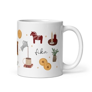 Ceramic mug Fika Hygge Sweden, Cosy coffee mug gift, Scandinavian mug