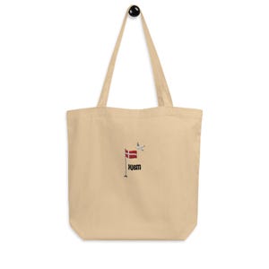 Bio-Stoffbeutel / Dänemark / hygge / hjem / bestickt / Geschenk / beige