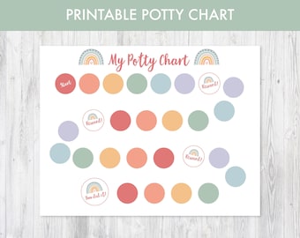 Rainbow Potty Chart, Printable Potty Training Reward Chart for Kids, Toddler Chart, Instant Download PDF