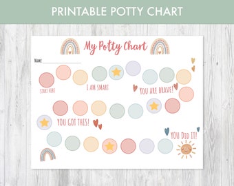 Rainbow Potty Chart, Printable Potty Training Reward Chart for Kids, Toddler Chart, Instant Download PDF