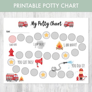 Firetrucks Potty Training Chart, Printable Potty Training Rewards Tracker for Toddlers and Kids, Toilet Training, PDF Download