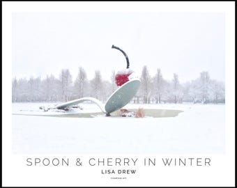 Minneapolis Spoon Cherry Art Print • Winter Landscape Photography