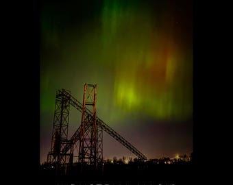 Industrial Magic Art Print • Northern Lights Over Industrial Landscape