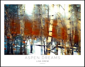 Aspen Forest Art Print • Modern Mosaic Cabin Decor (20x16 Landscape)