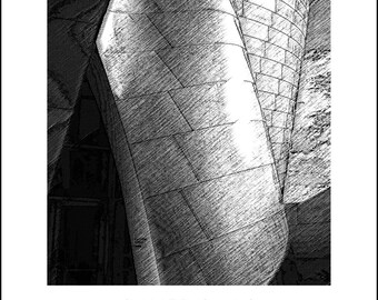 Silver Sails Art Print • Curved Metallic Architecture, Minneapolis