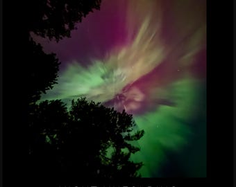 Night Unfolding Art Print • Aurora Borealis Colors Dance Over Minnesota